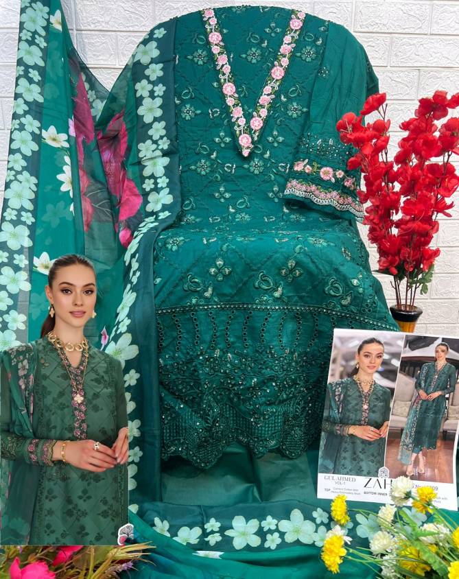 Zaha 10309 Embroidery Cambric Cotton Pakistani Suits Wholesale Shop In Surat